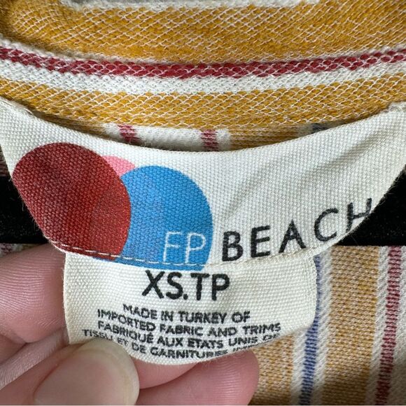 Free People FP Beach Marguerite Striped Maxi Dress Pockets Yellow Cream Size XS - Picture 3 of 10
